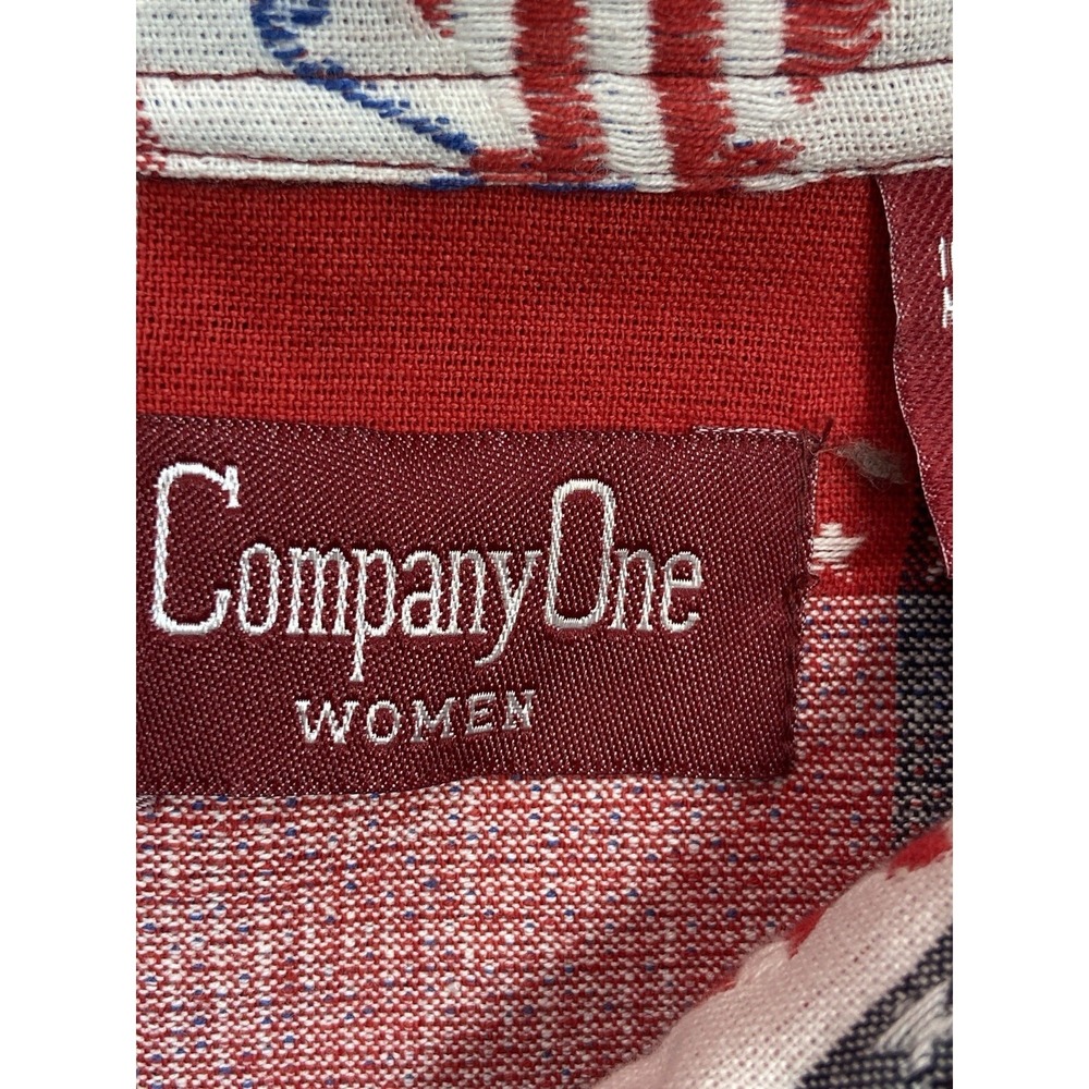 Company One Womens Button Up Shirt 2X Red Plaid Flag Butterfly Short Patriotic - Picture 4 of 9